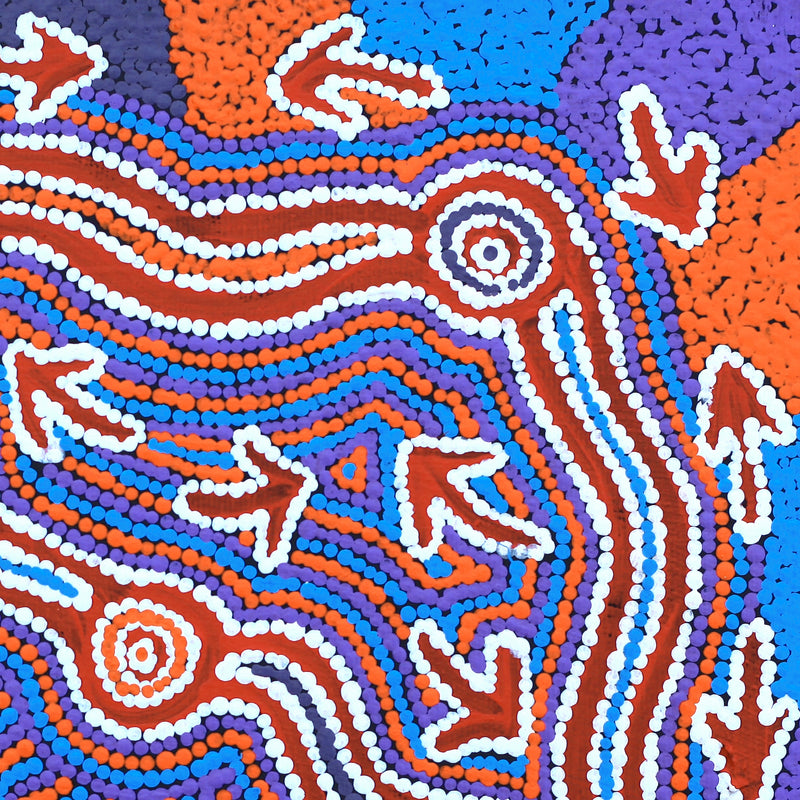 Aboriginal Artwork by Sabrina Nungarrayi Gibson, Yankirri Jukurrpa (Emu Dreaming) - Ngarlikurlangu, 30x30cm