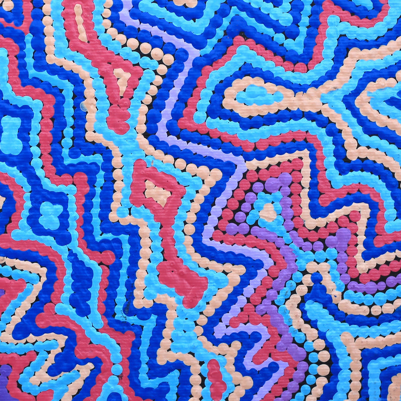 Aboriginal Artwork by Selina Napanangka Fisher, Ngapa Jukurrpa (Water Dreaming) - Puyurru, 30x30cm