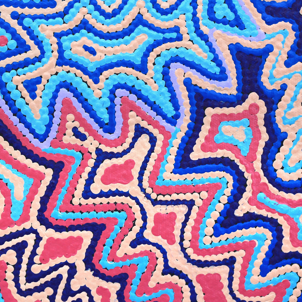 Aboriginal Artwork by Selina Napanangka Fisher, Ngapa Jukurrpa (Water Dreaming) - Puyurru, 30x30cm