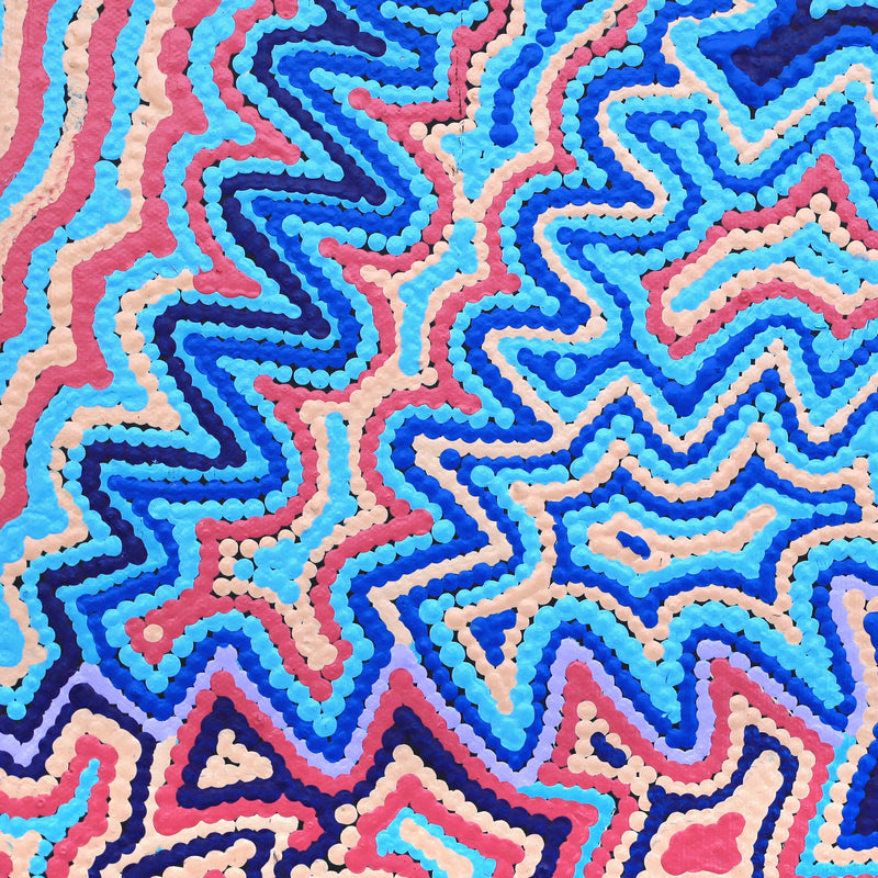 Aboriginal Artwork by Selina Napanangka Fisher, Ngapa Jukurrpa (Water Dreaming) - Puyurru, 30x30cm
