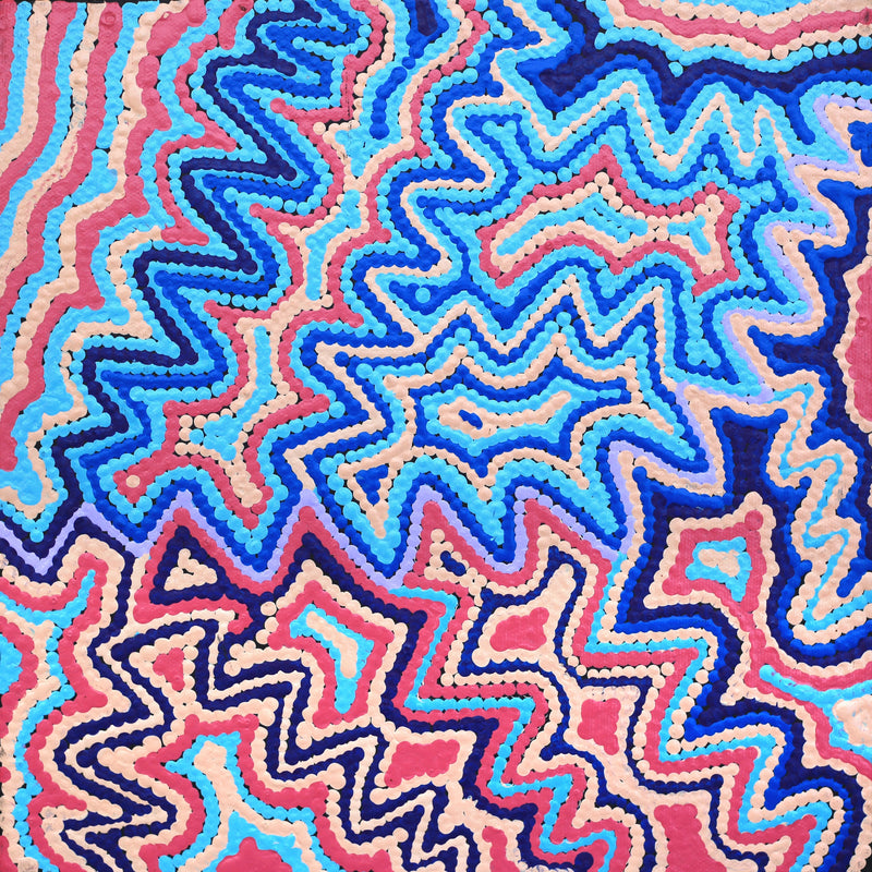 Aboriginal Artwork by Selina Napanangka Fisher, Ngapa Jukurrpa (Water Dreaming) - Puyurru, 30x30cm