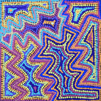 Aboriginal Artwork by Selina Napanangka Fisher, Ngapa Jukurrpa (Water Dreaming) - Puyurru, 30x30cm