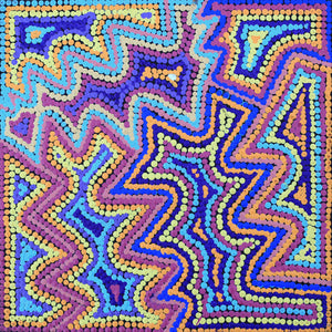 Aboriginal Art by Selina Napanangka Fisher, Ngapa Jukurrpa (Water Dreaming) - Puyurru, 30x30cm - ART ARK®
