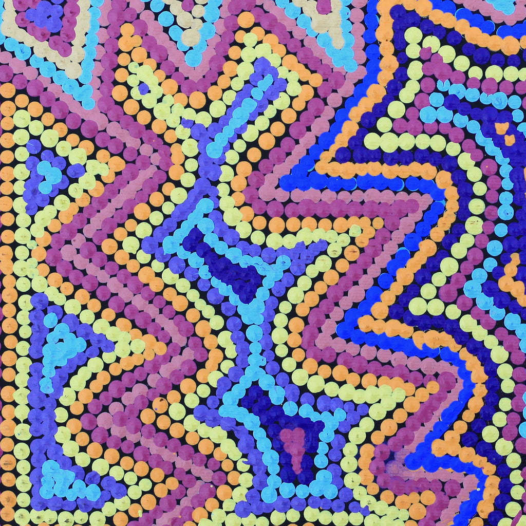 Aboriginal Artwork by Selina Napanangka Fisher, Ngapa Jukurrpa (Water Dreaming) - Puyurru, 30x30cm