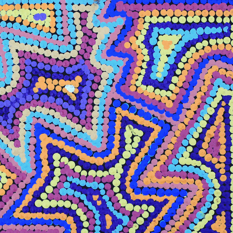 Aboriginal Artwork by Selina Napanangka Fisher, Ngapa Jukurrpa (Water Dreaming) - Puyurru, 30x30cm