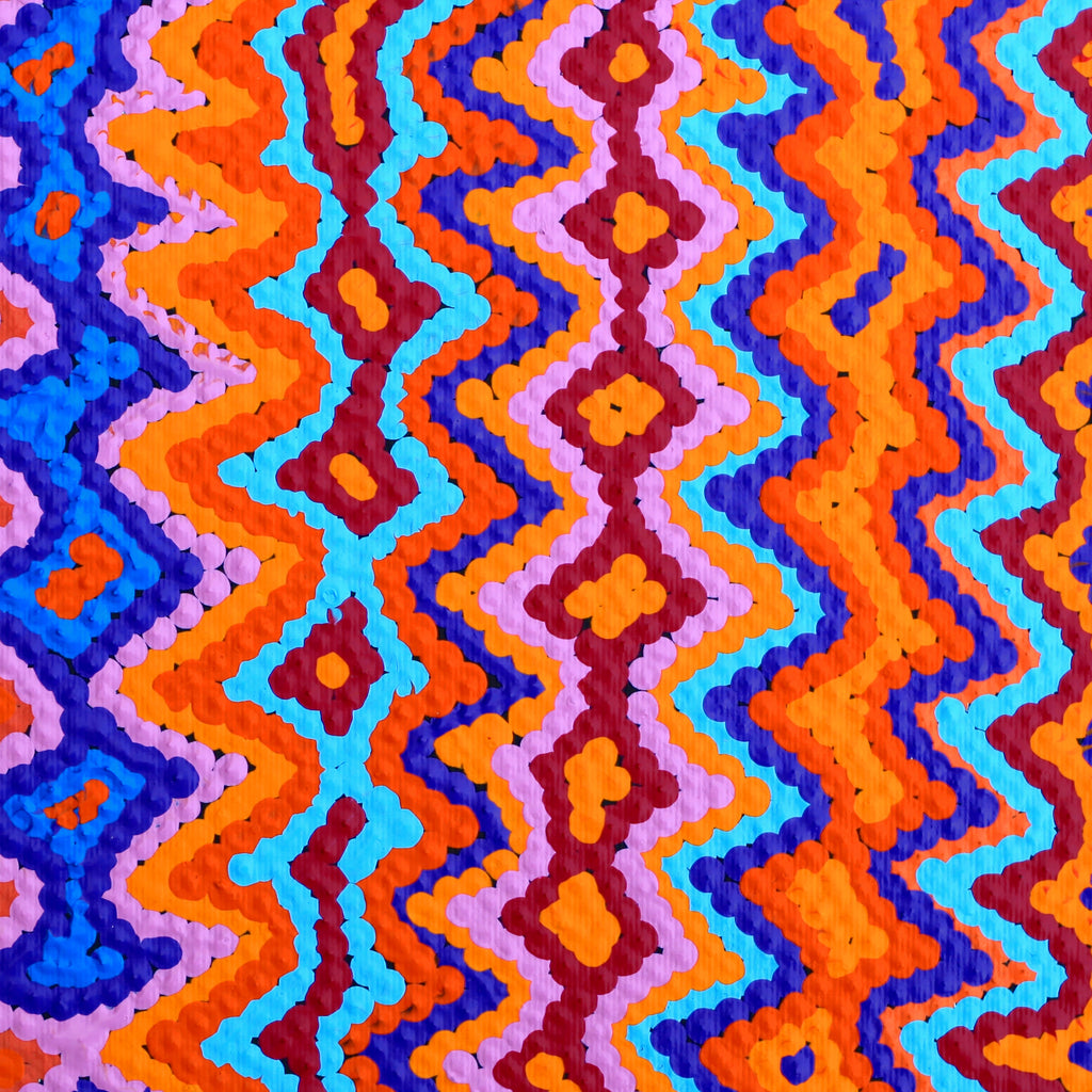 Aboriginal Artwork by Selina Napanangka Fisher, Ngapa Jukurrpa (Water Dreaming) - Puyurru, 30x30cm