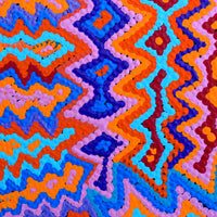 Aboriginal Artwork by Selina Napanangka Fisher, Ngapa Jukurrpa (Water Dreaming) - Puyurru, 30x30cm