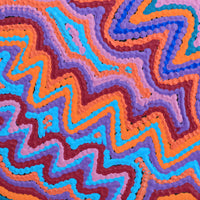 Aboriginal Artwork by Selina Napanangka Fisher, Ngapa Jukurrpa (Water Dreaming) - Puyurru, 30x30cm