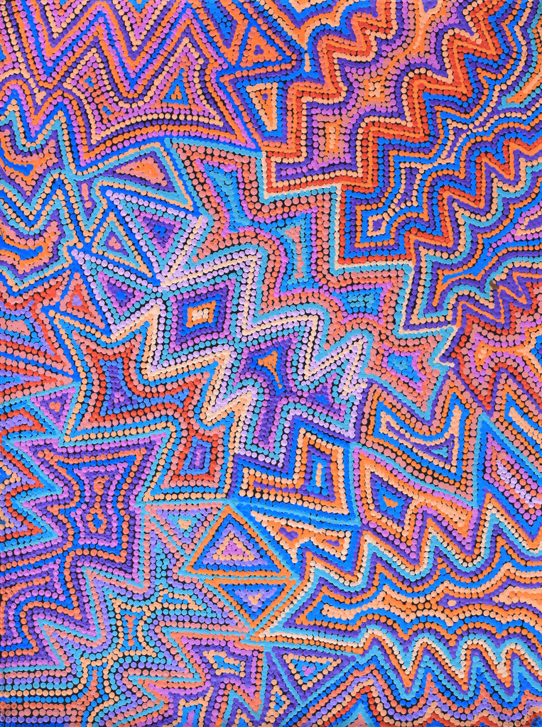 Aboriginal Artwork by Selina Napanangka Fisher, Ngapa Jukurrpa (Water Dreaming) - Puyurru, 61x46cm - ART ARK®