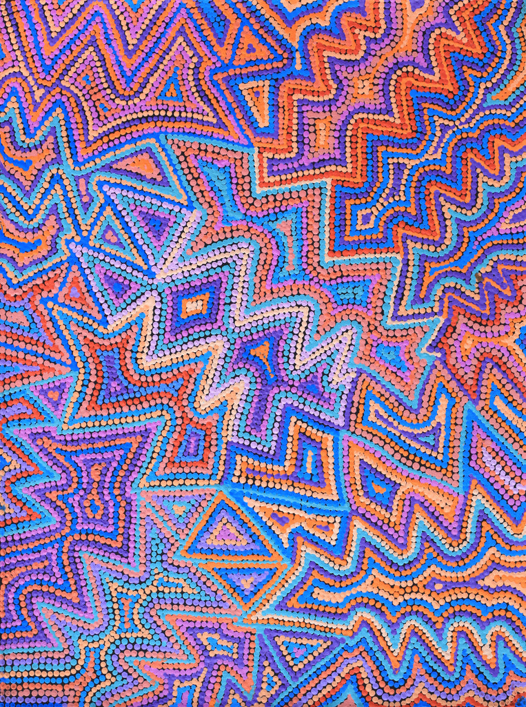 Aboriginal Artwork by Selina Napanangka Fisher, Ngapa Jukurrpa (Water Dreaming) - Puyurru, 61x46cm