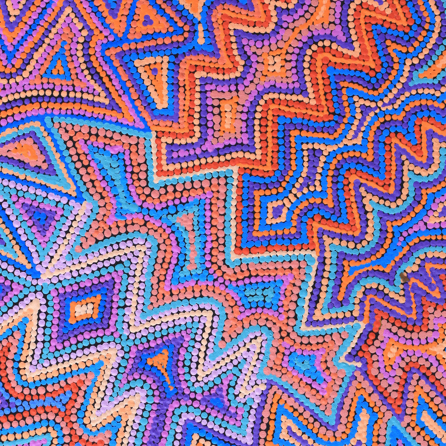 Aboriginal Artwork by Selina Napanangka Fisher, Ngapa Jukurrpa (Water Dreaming) - Puyurru, 61x46cm