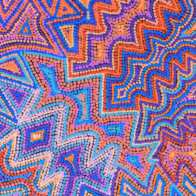 Aboriginal Artwork by Selina Napanangka Fisher, Ngapa Jukurrpa (Water Dreaming) - Puyurru, 61x46cm