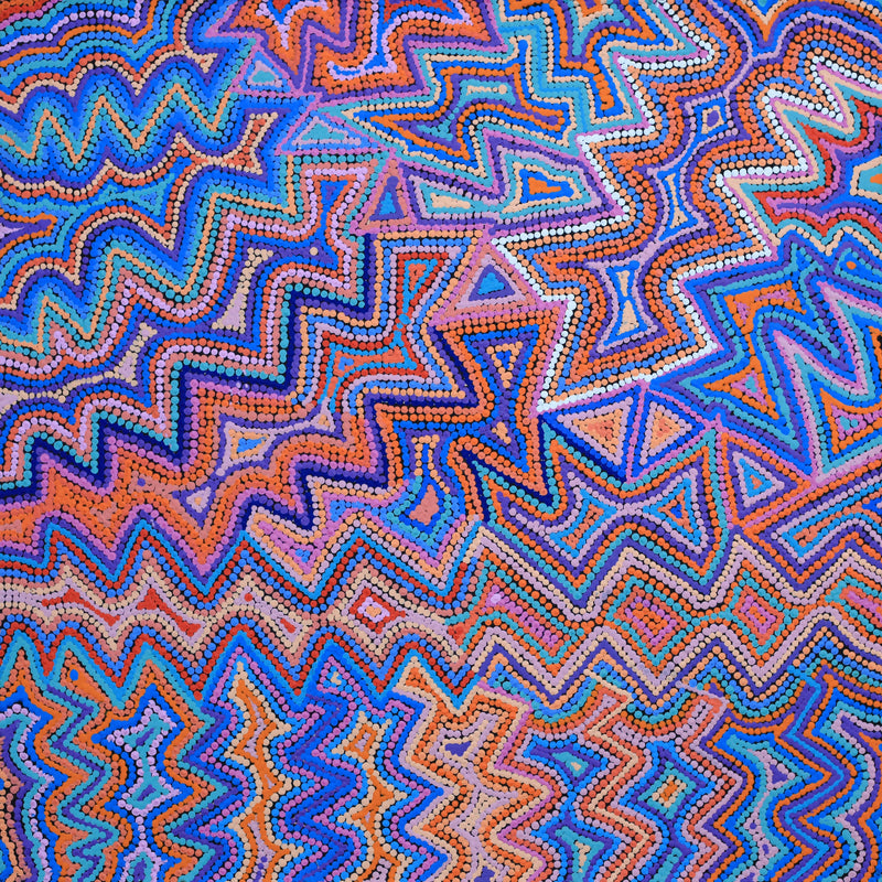 Aboriginal Artwork by Selina Napanangka Fisher, Ngapa Jukurrpa (Water Dreaming) - Puyurru, 61x61cm