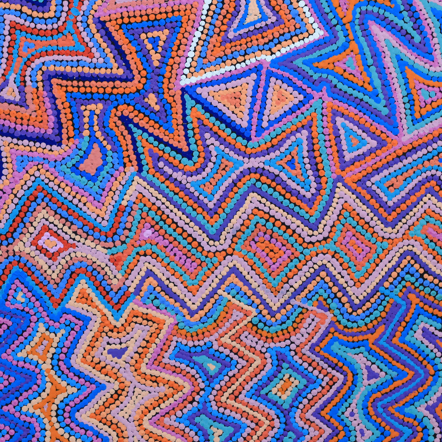 Aboriginal Artwork by Selina Napanangka Fisher, Ngapa Jukurrpa (Water Dreaming) - Puyurru, 61x61cm