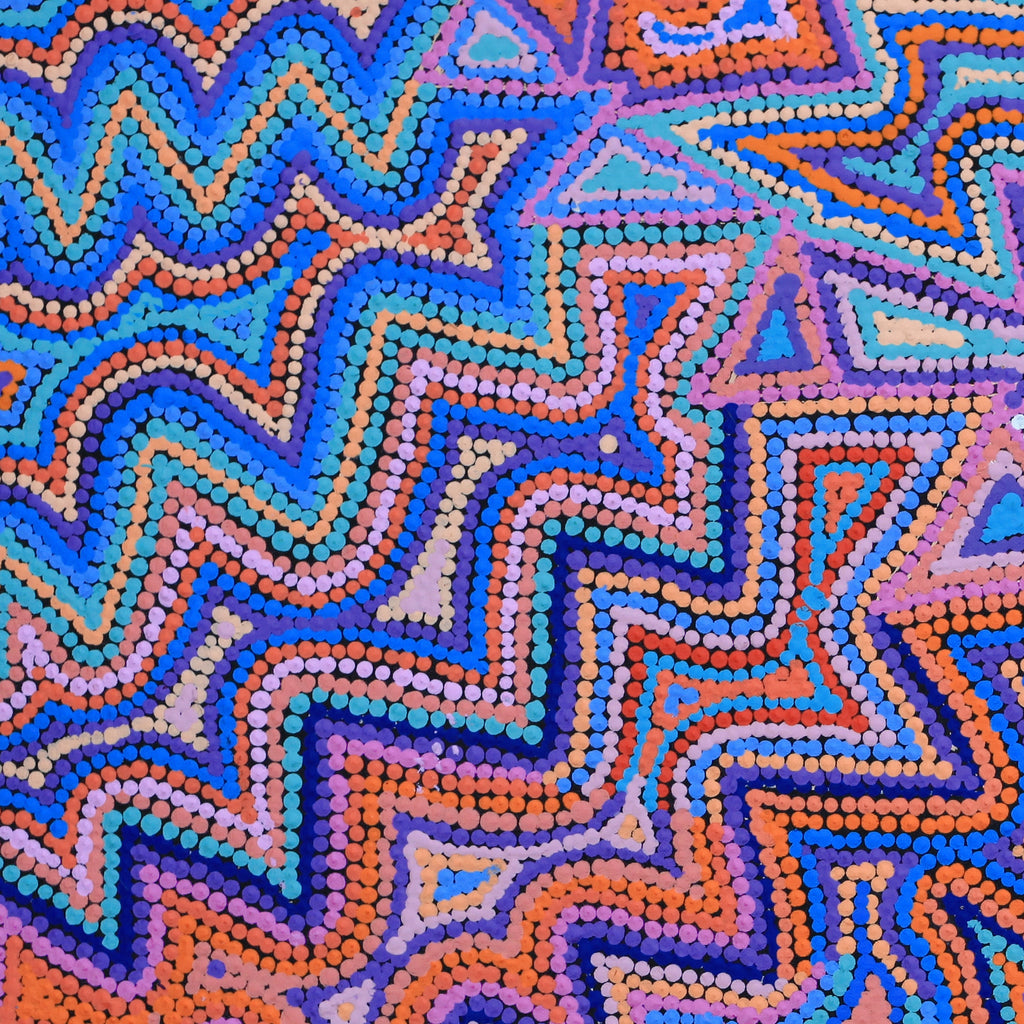 Aboriginal Artwork by Selina Napanangka Fisher, Ngapa Jukurrpa (Water Dreaming) - Puyurru, 61x61cm