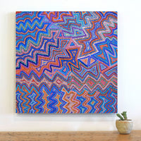 Aboriginal Artwork by Selina Napanangka Fisher, Ngapa Jukurrpa (Water Dreaming) - Puyurru, 61x61cm