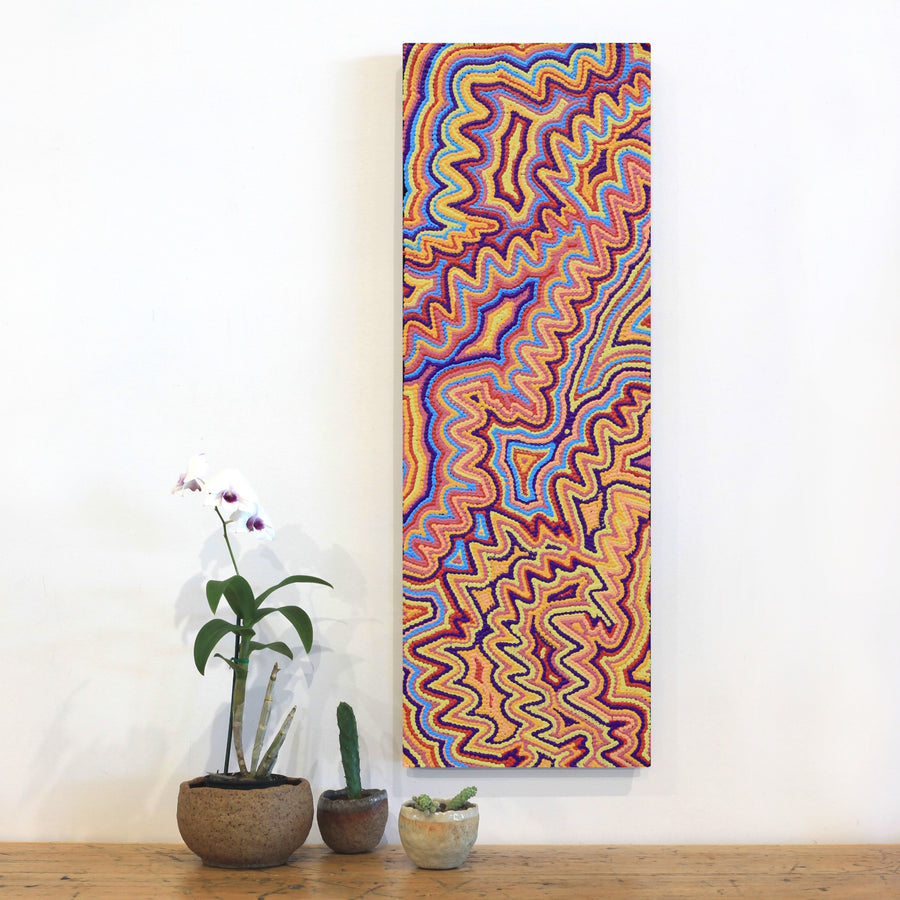 Aboriginal Artwork by Selina Napanangka Fisher, Pikilyi Jukurrpa (Vaughan Springs Dreaming), 91x30cm