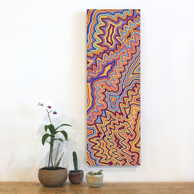 Aboriginal Artwork by Selina Napanangka Fisher, Pikilyi Jukurrpa (Vaughan Springs Dreaming), 91x30cm