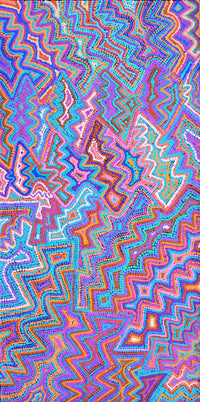 Aboriginal Artwork by Selina Napanangka Fisher, Ngapa Jukurrpa (Water Dreaming) - Puyurru, 91x46cm