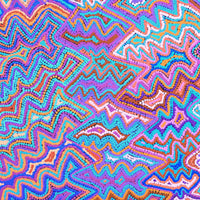 Aboriginal Artwork by Selina Napanangka Fisher, Ngapa Jukurrpa (Water Dreaming) - Puyurru, 91x46cm