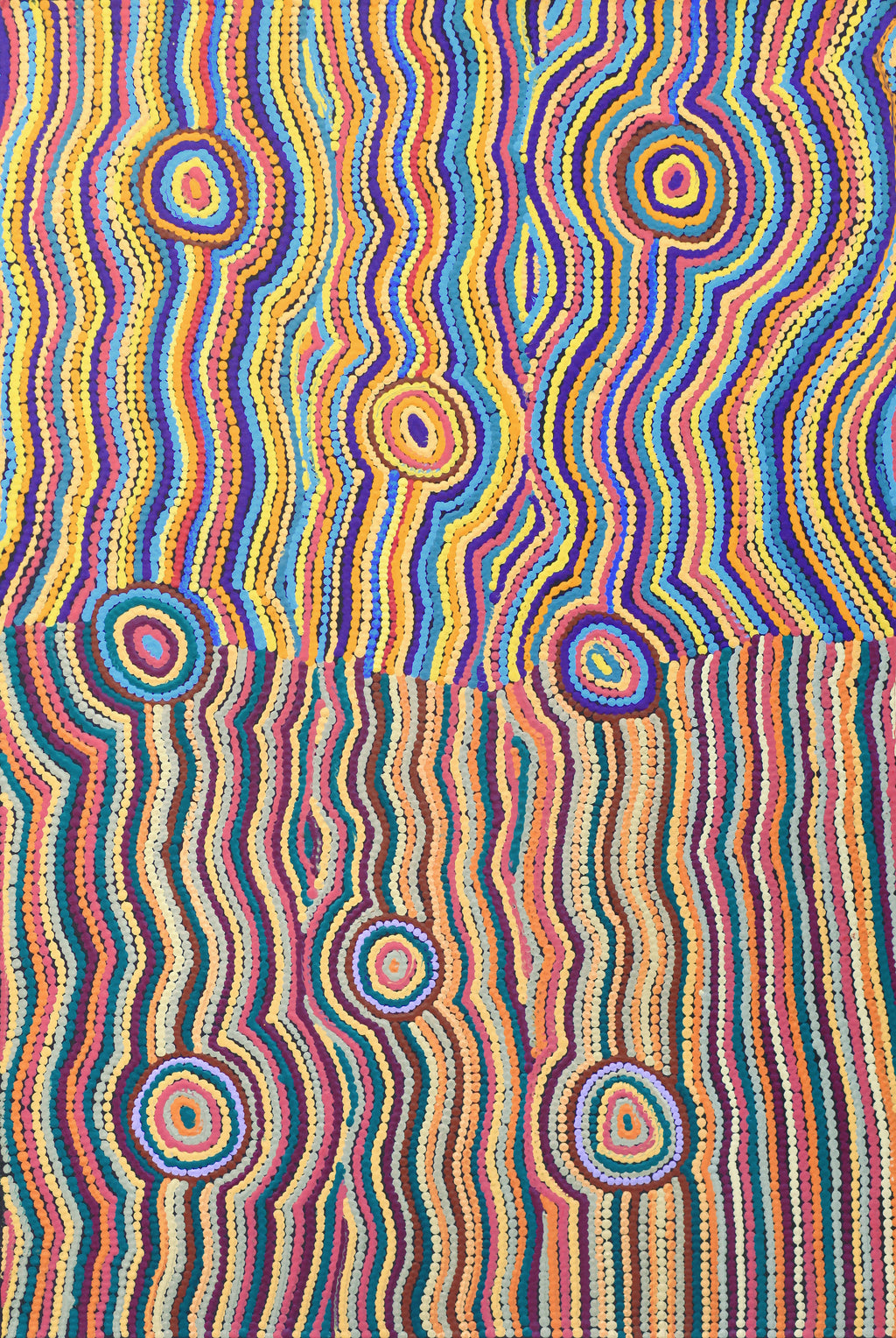 Aboriginal Artwork by Selina Napanangka Fisher, Pikilyi Jukurrpa (Vaughan Springs Dreaming), 91x61cm