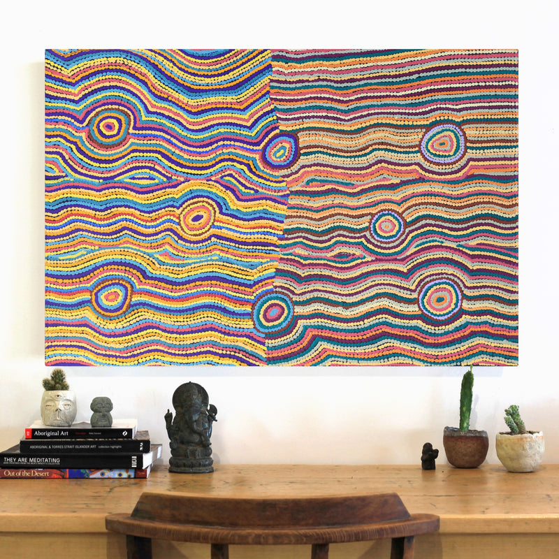 Aboriginal Artwork by Selina Napanangka Fisher, Pikilyi Jukurrpa (Vaughan Springs Dreaming), 91x61cm