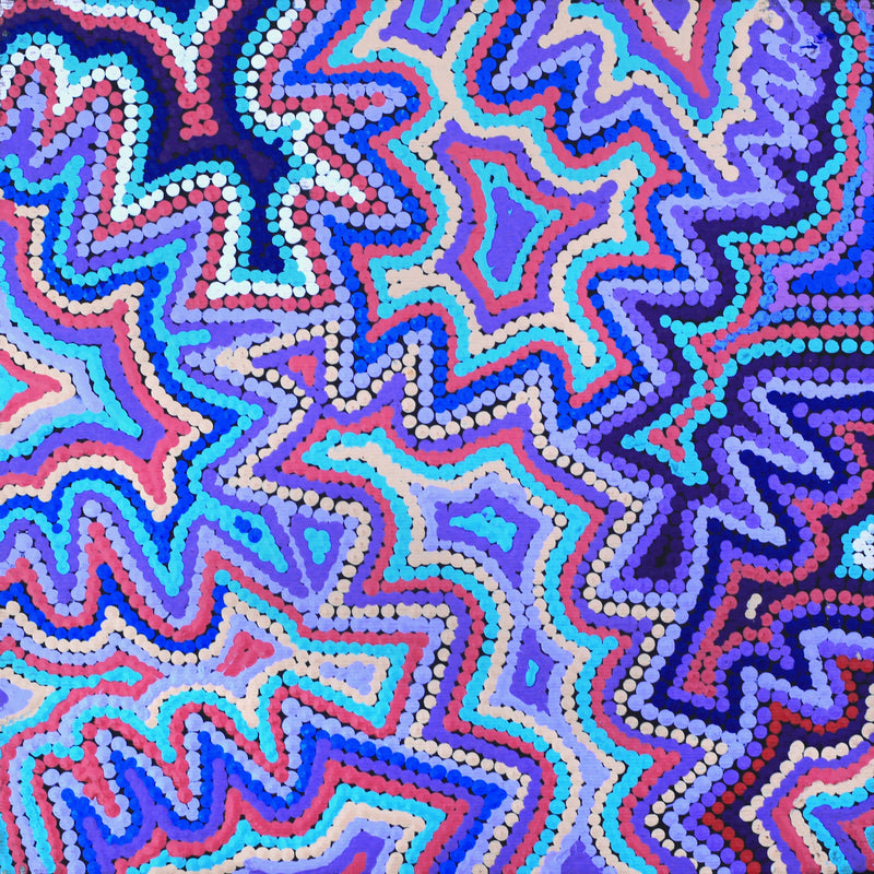 Aboriginal Artwork by Selina Napanangka Fisher, Ngapa Jukurrpa (Water Dreaming) - Puyurru, 30x30cm