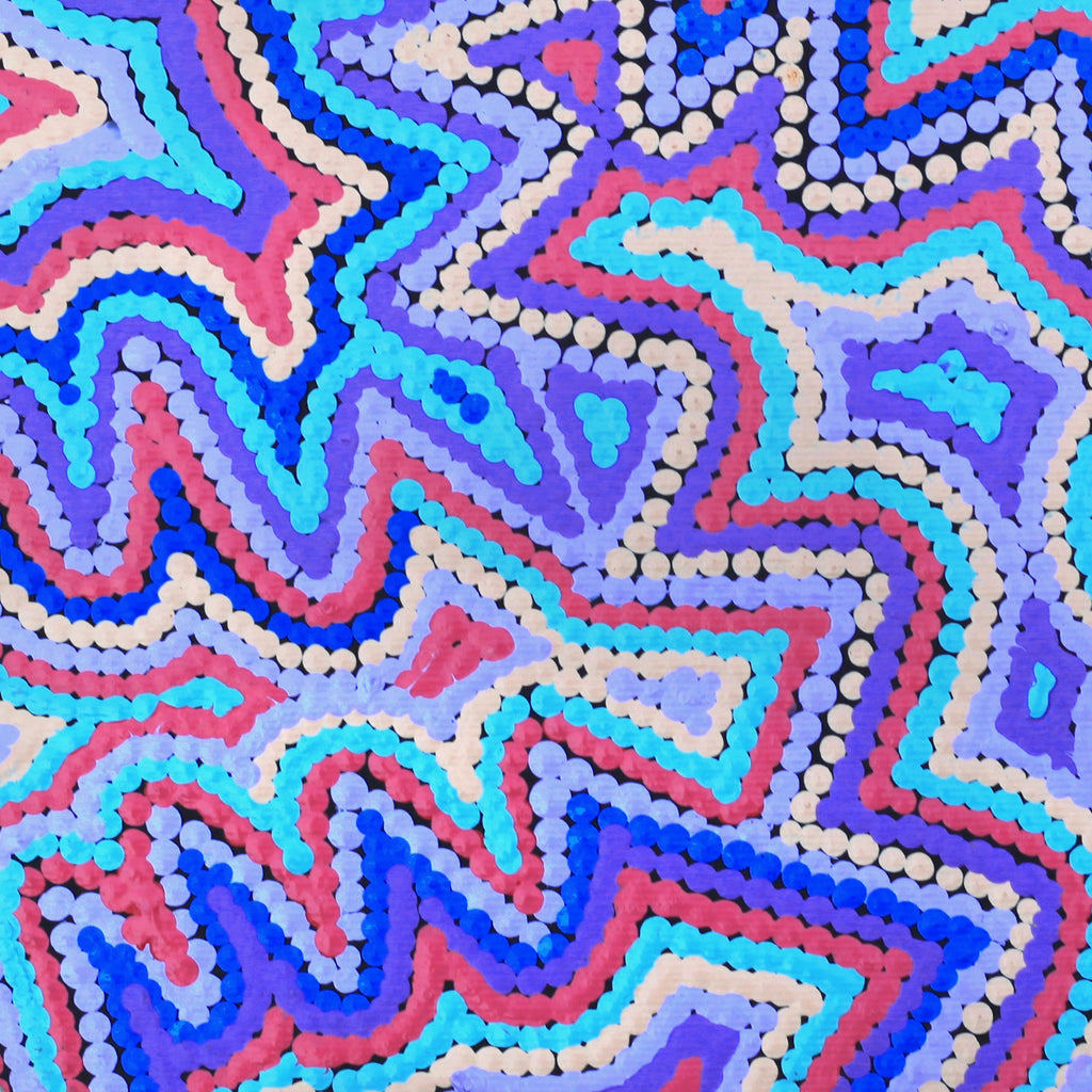 Aboriginal Artwork by Selina Napanangka Fisher, Ngapa Jukurrpa (Water Dreaming) - Puyurru, 30x30cm