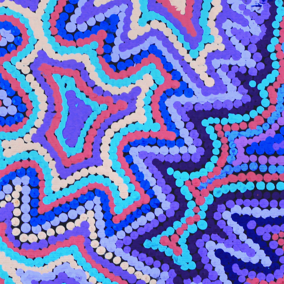 Aboriginal Artwork by Selina Napanangka Fisher, Ngapa Jukurrpa (Water Dreaming) - Puyurru, 30x30cm
