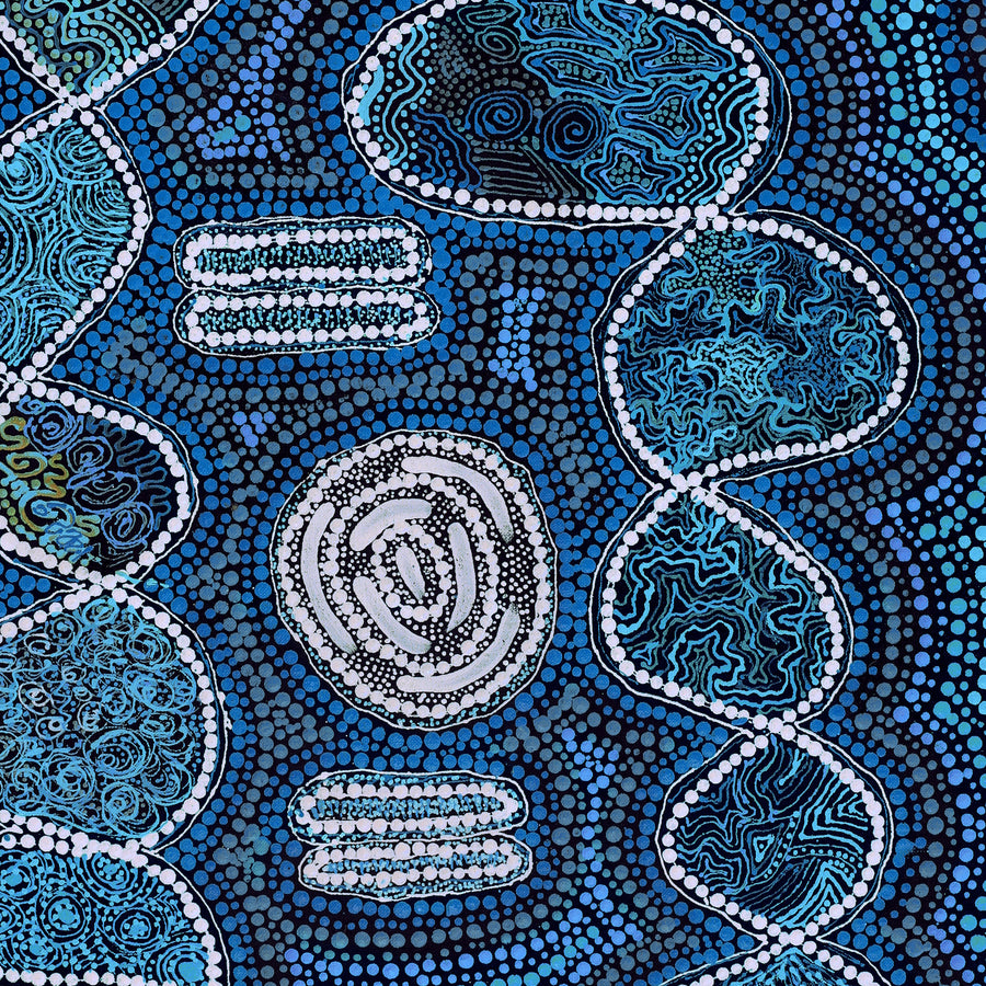 Aboriginal Artwork by Selma Napanangka Tasman, Wanakiji Jukurrpa (Bush Tomato Dreaming), 61x46cm