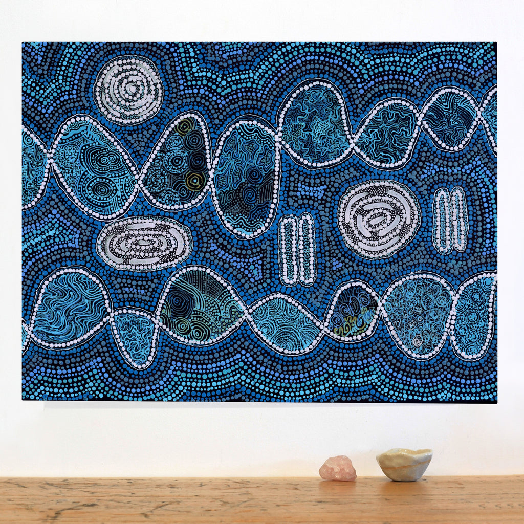 Aboriginal Artwork by Selma Napanangka Tasman, Wanakiji Jukurrpa (Bush Tomato Dreaming), 61x46cm