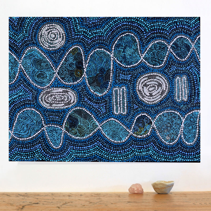 Aboriginal Artwork by Selma Napanangka Tasman, Wanakiji Jukurrpa (Bush Tomato Dreaming), 61x46cm