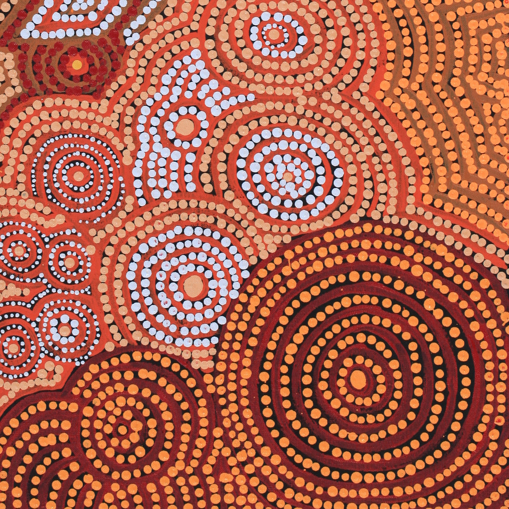 Aboriginal Artwork by Selma Napanangka Tasman, Wanakiji Jukurrpa (Bush Tomato Dreaming), 76x30cm