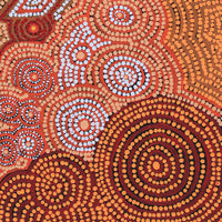 Aboriginal Artwork by Selma Napanangka Tasman, Wanakiji Jukurrpa (Bush Tomato Dreaming), 76x30cm