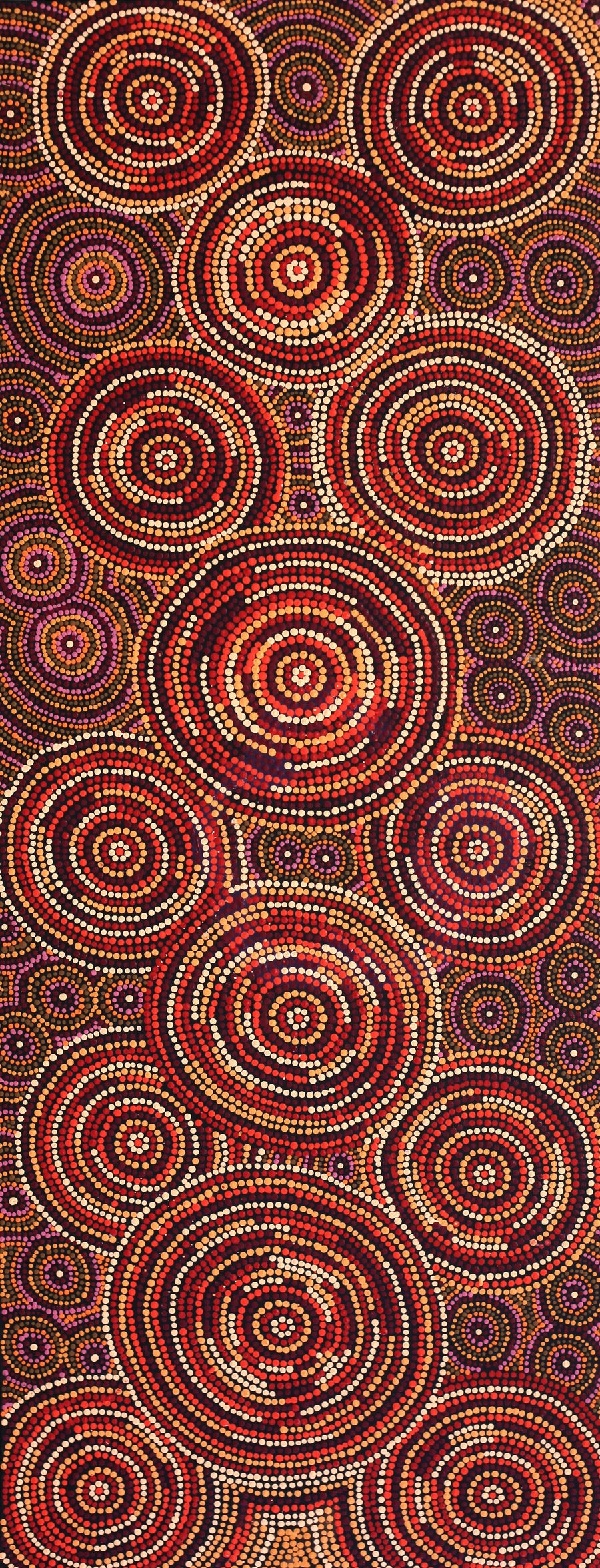 Aboriginal Artwork by Selma Napanangka Tasman, Wanakiji Jukurrpa (Bush Tomato Dreaming), 122x46cm