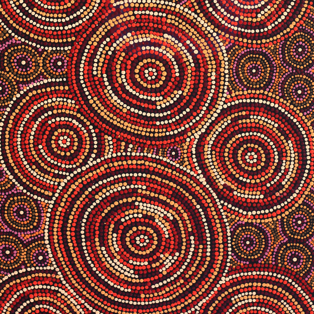 Aboriginal Artwork by Selma Napanangka Tasman, Wanakiji Jukurrpa (Bush Tomato Dreaming), 122x46cm