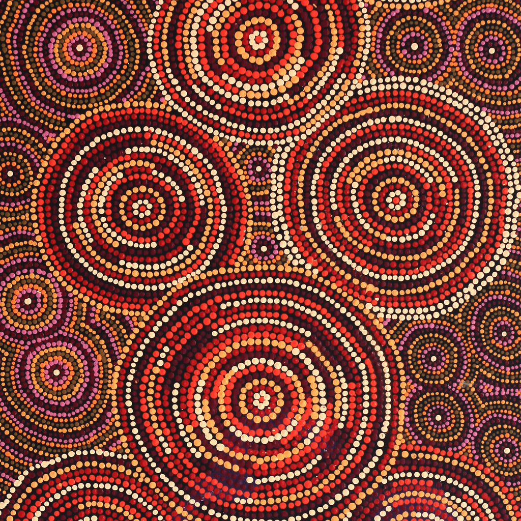 Aboriginal Artwork by Selma Napanangka Tasman, Wanakiji Jukurrpa (Bush Tomato Dreaming), 122x46cm