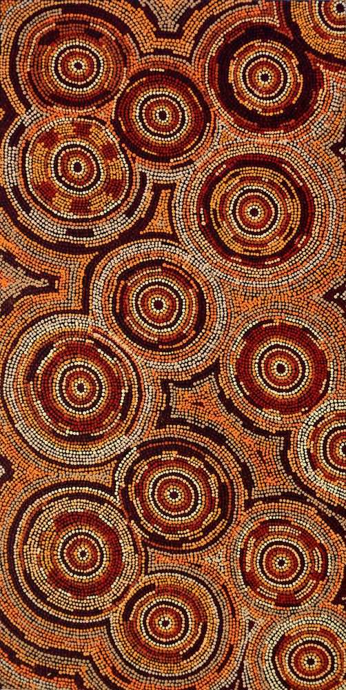 Aboriginal Artwork by Selma Napanangka Tasman, Wanakiji Jukurrpa (Bush Tomato Dreaming), 122x61cm