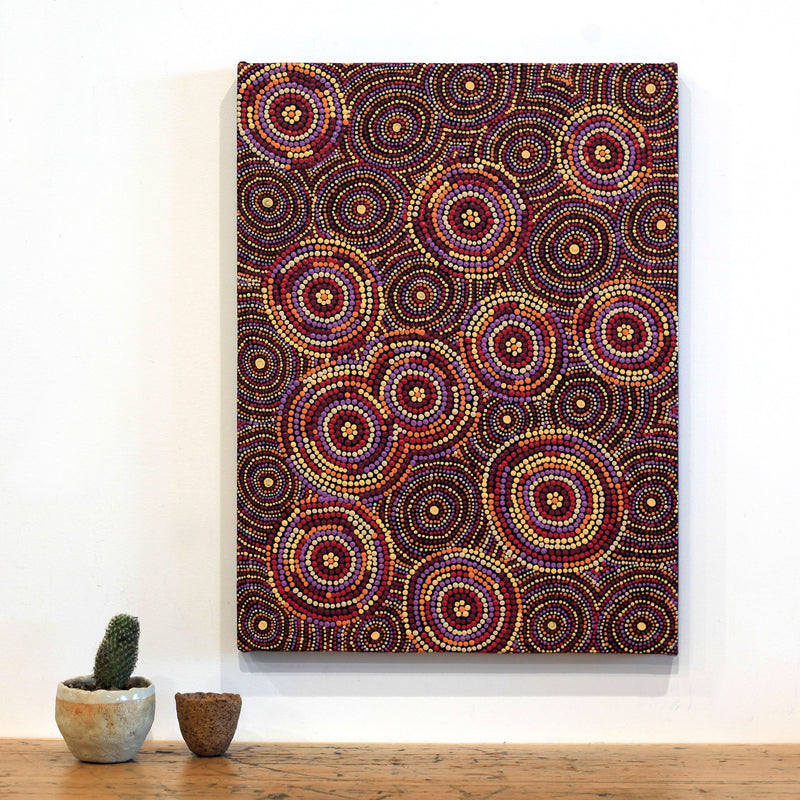 Aboriginal Artwork by Selma Napanangka Tasman, Wanakiji Jukurrpa (Bush Tomato Dreaming), 61x46cm