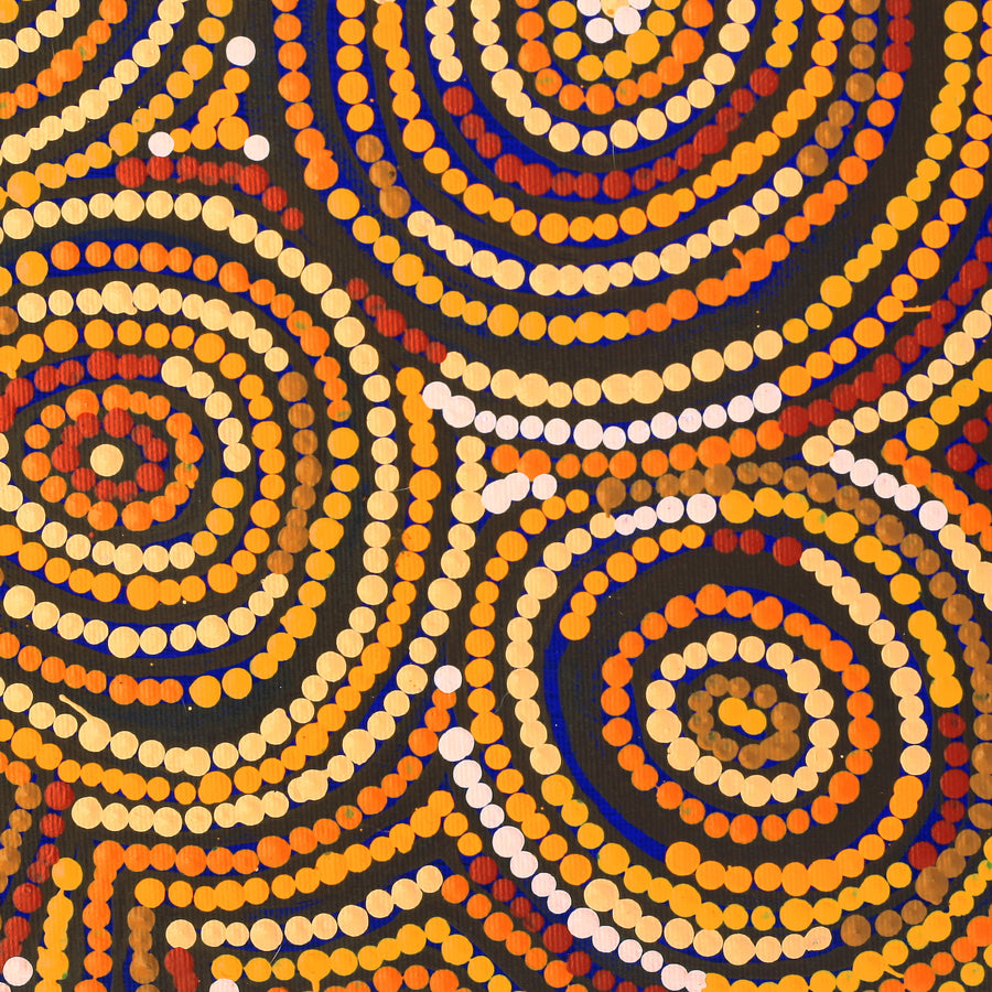 Aboriginal Artwork by Selma Napanangka Tasman, Wanakiji Jukurrpa (Bush Tomato Dreaming), 30x30cm