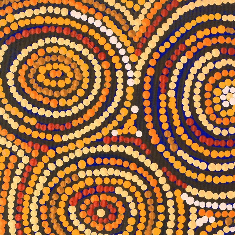 Aboriginal Artwork by Selma Napanangka Tasman, Wanakiji Jukurrpa (Bush Tomato Dreaming), 30x30cm