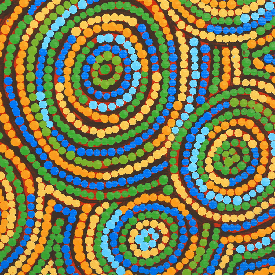 Aboriginal Artwork by Selma Napanangka Tasman, Wanakiji Jukurrpa (Bush Tomato Dreaming), 30x30cm