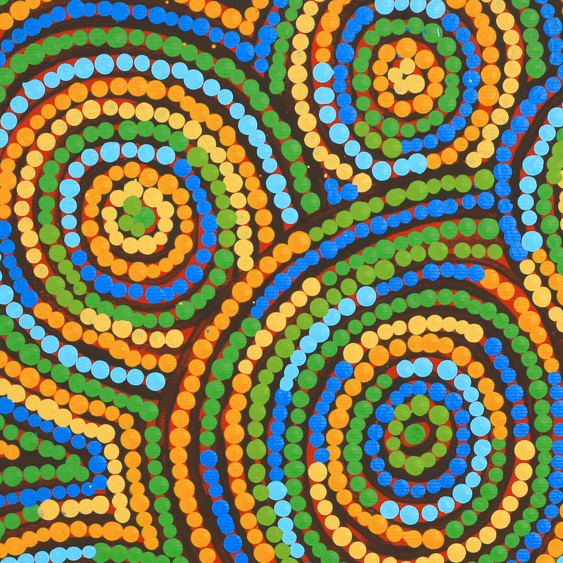 Aboriginal Artwork by Selma Napanangka Tasman, Wanakiji Jukurrpa (Bush Tomato Dreaming), 30x30cm