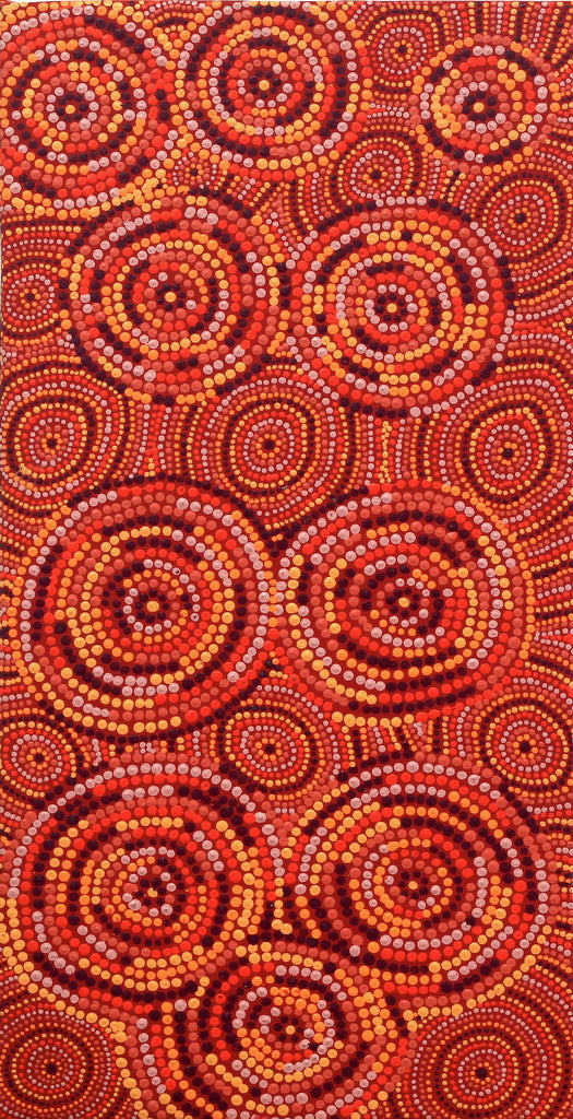 Aboriginal Artwork by Selma Napanangka Tasman, Wanakiji Jukurrpa (Bush Tomato Dreaming), 61x30cm
