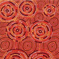 Aboriginal Artwork by Selma Napanangka Tasman, Wanakiji Jukurrpa (Bush Tomato Dreaming), 61x30cm