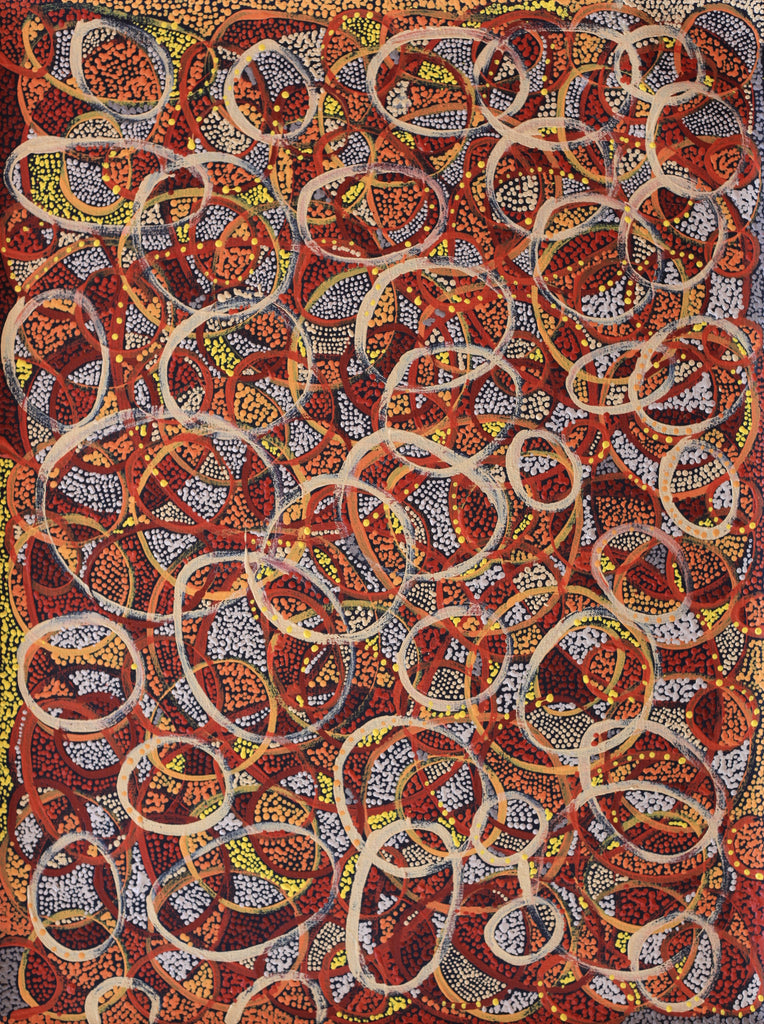 Aboriginal Artwork by Selma Napanangka Tasman, Wanakiji Jukurrpa (Bush Tomato Dreaming), 61x46cm