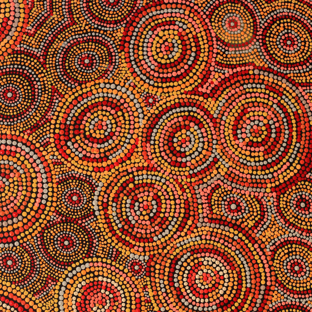 Aboriginal Artwork by Selma Napanangka Tasman, Wanakiji Jukurrpa (Bush Tomato Dreaming), 76x46cm
