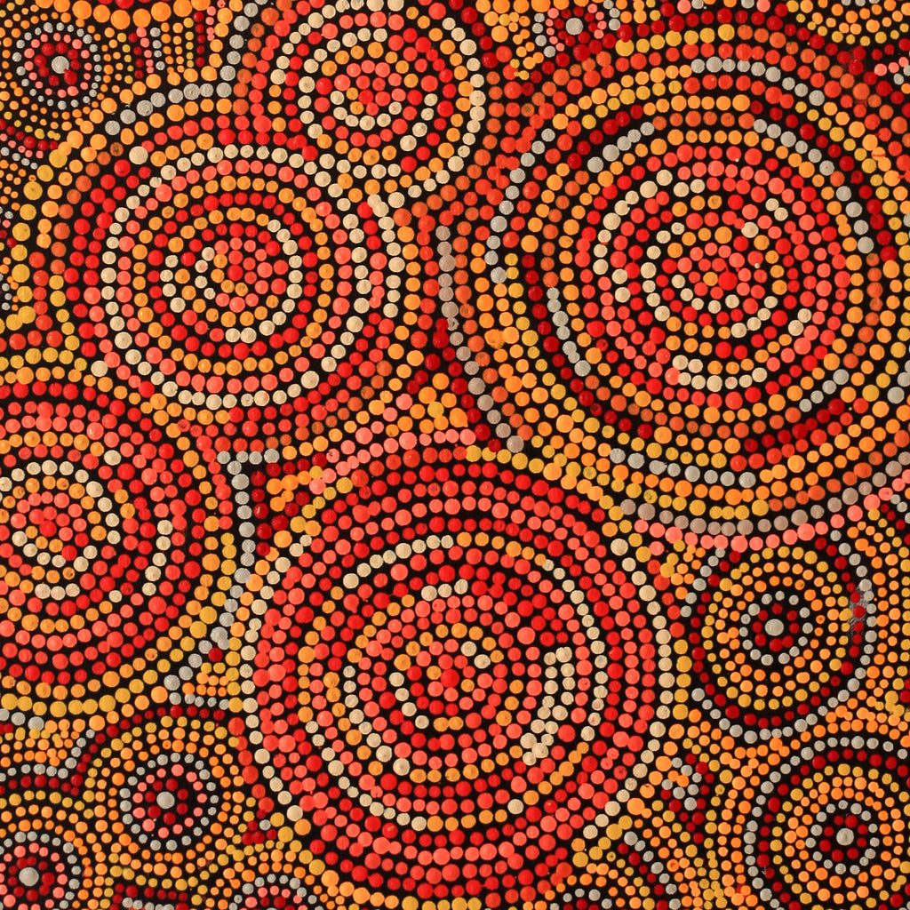 Aboriginal Artwork by Selma Napanangka Tasman, Wanakiji Jukurrpa (Bush Tomato Dreaming), 76x46cm