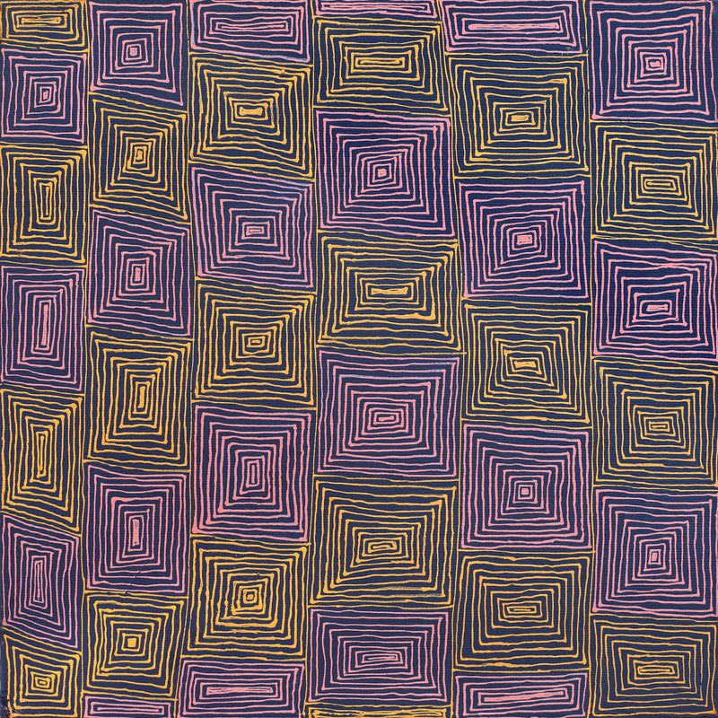 Aboriginal Artwork by Senita Napangardi Granites, Ngurlu Jukurrpa (Native Seed Dreaming), 30x30cm