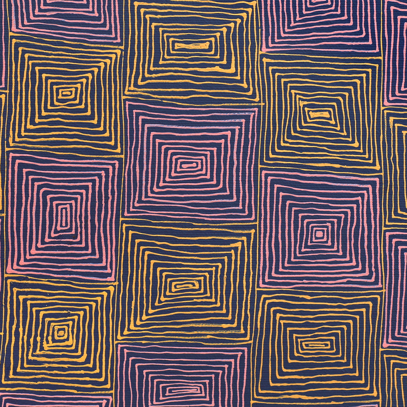 Aboriginal Artwork by Senita Napangardi Granites, Ngurlu Jukurrpa (Native Seed Dreaming), 30x30cm